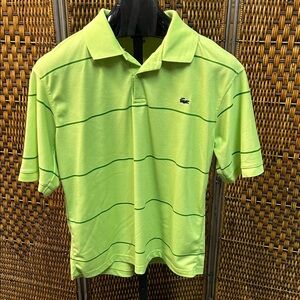 1641 Lacoste Vibrant Green Polo with Dark Stripes Size 5 Large?